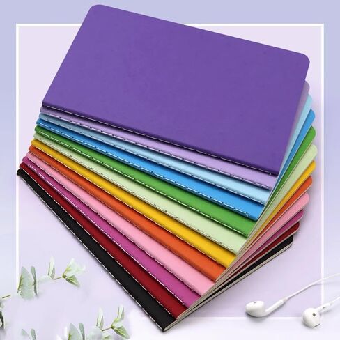 3 Pcs Lined Paper Notebook For College Ruled, A6 Size 60 Pages, Study Journal Set for Students, Travelers and Office, Writing Diary Subject Notebooks Planner, Black, Blue and Light Purple in Saudi Arabia
