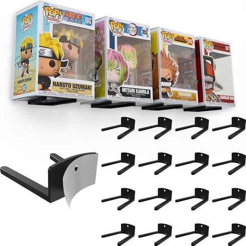رف عرض لاصق JP حديث لصناديق Funko Pop (عبوة من 16 قطعة) - حامل نظيف لعرض Funko Pop - تركيب لاصق سهل - صندوق آمن، إعداد بدون حفر - أسود in Kuwait