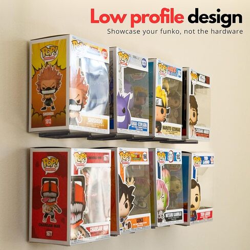 رف عرض لاصق JP حديث لصناديق Funko Pop (عبوة من 16 قطعة) - حامل نظيف لعرض Funko Pop - تركيب لاصق سهل - صندوق آمن، إعداد بدون حفر - أسود in Kuwait