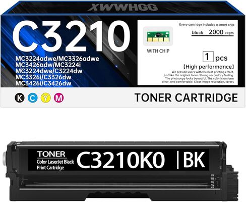 خرطوشة حبر سوداء C3210 C3224 عالية الإنتاجية متوافقة مع خرطوشة حبر Lexmark C3210 C3224 تعمل لطابعة C3224 C3326 C3426 MC3224 MC3326 MC3426 (مع شريحة) in Kuwait