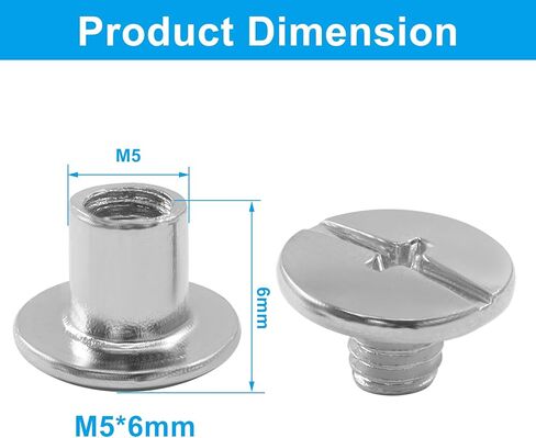 ISDVBUY 50 حزمة M5 × 5 مم براغي شيكاغو، براغي ربط رأس فيليبس، مسمار برشام مسمار أسود للحرف الجلدية DIY، الحزام، الحقيبة، تجليد الكتب in Kuwait