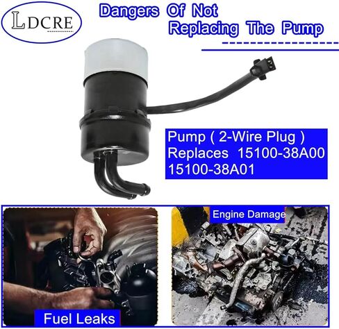 Pump (2-Wire Plug) for Suzuki Intruder 1400 VS1400GL 1987–2004, S83 2005–2008, Replaces 15100-38A00 15100-38A01 in Saudi Arabia