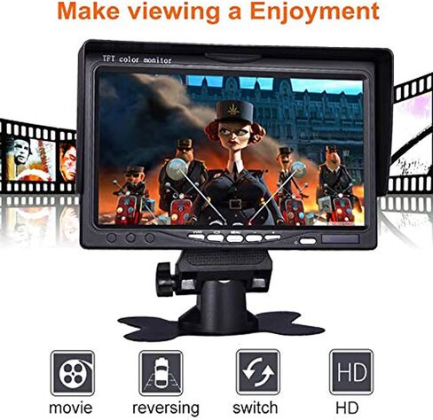 شاشة احتياطية للسيارة على لوحة القيادة، شاشة عرض ملونة TFT LCD رقمية عالية الدقة مقاس 7 بوصات مع مدخلين للفيديو لكاميرا الرؤية الخلفية in Kuwait