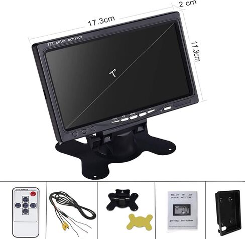 شاشة احتياطية للسيارة على لوحة القيادة، شاشة عرض ملونة TFT LCD رقمية عالية الدقة مقاس 7 بوصات مع مدخلين للفيديو لكاميرا الرؤية الخلفية in Kuwait