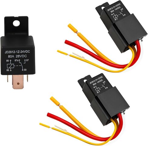 2PCS Car Relay with Harness, 4 Pin 80A 12V On/Off SPST Relay Waterproof Socket Plug, JD2912-1Z-12VDC Automotive Switches and Starters for Most Vehicles, Car Accessories in Saudi Arabia