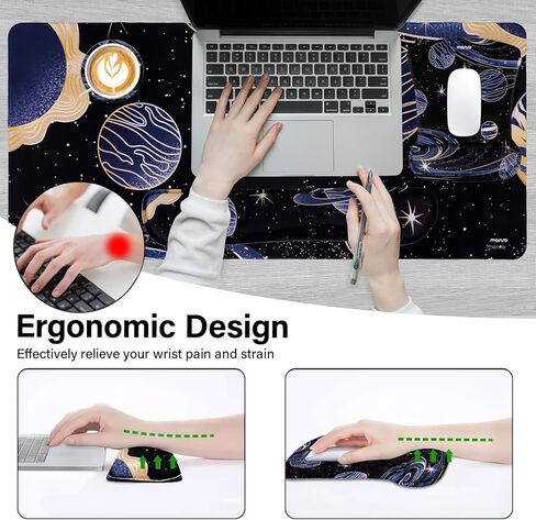 MOSISO Art Planet Large Mouse Pad&Keyboard&Mouse Pad with Wrist Rest&Coaster&15-15.6 inch PU Leather Laptop Shoulder Bag Convertible Backpack, 16 inch Messenger Bag with Bowknot,Black in Saudi Arabia