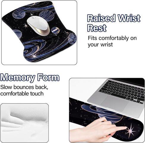 MOSISO Art Planet Large Mouse Pad&Keyboard&Mouse Pad with Wrist Rest&Coaster&15-15.6 inch PU Leather Laptop Shoulder Bag Convertible Backpack, 16 inch Messenger Bag with Bowknot,Black in Saudi Arabia