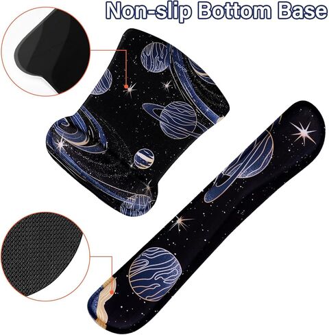 MOSISO Art Planet Large Mouse Pad&Keyboard&Mouse Pad with Wrist Rest&Coaster&15-15.6 inch PU Leather Laptop Shoulder Bag Convertible Backpack, 16 inch Messenger Bag with Bowknot,Black in Saudi Arabia
