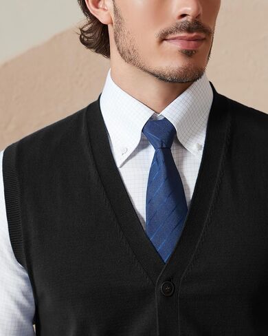 Kallspin Men’s Button Down Sweater Vest Lightweight Knitted Pure Cotton V-Neck Sleeveless Cardigans in Saudi Arabia