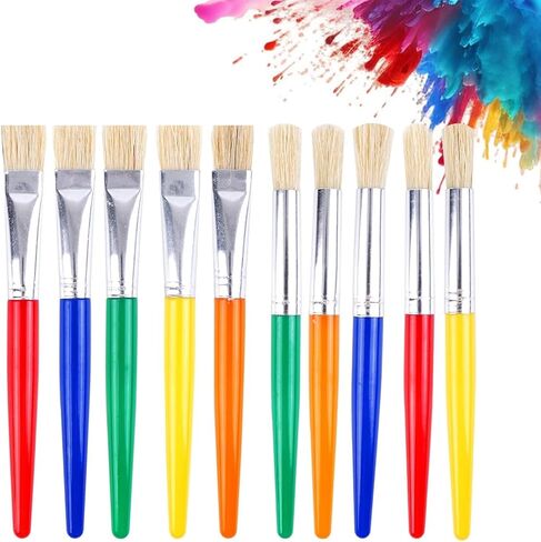 10Pcs Paint Brushes, Large Chubby Paint Brushes, Paint Brushes for Acrylic Painting, Round and Flat Paint Brushes for Washable Paint Acrylic Paint Assorted Colors in Saudi Arabia