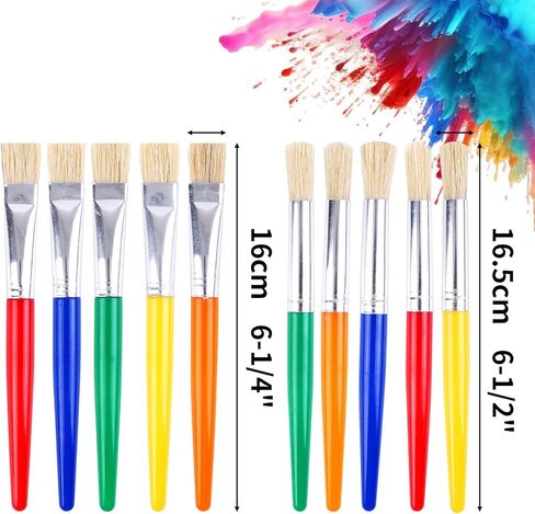 10Pcs Paint Brushes, Large Chubby Paint Brushes, Paint Brushes for Acrylic Painting, Round and Flat Paint Brushes for Washable Paint Acrylic Paint Assorted Colors in Saudi Arabia