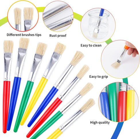 10Pcs Paint Brushes, Large Chubby Paint Brushes, Paint Brushes for Acrylic Painting, Round and Flat Paint Brushes for Washable Paint Acrylic Paint Assorted Colors in Saudi Arabia