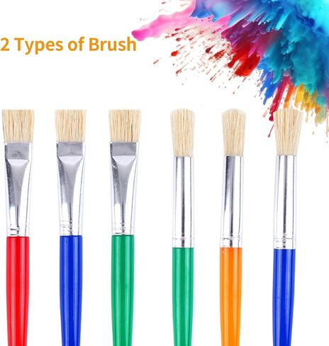 10Pcs Paint Brushes, Large Chubby Paint Brushes, Paint Brushes for Acrylic Painting, Round and Flat Paint Brushes for Washable Paint Acrylic Paint Assorted Colors in Saudi Arabia