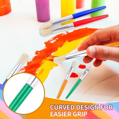 10Pcs Paint Brushes, Large Chubby Paint Brushes, Paint Brushes for Acrylic Painting, Round and Flat Paint Brushes for Washable Paint Acrylic Paint Assorted Colors in Saudi Arabia