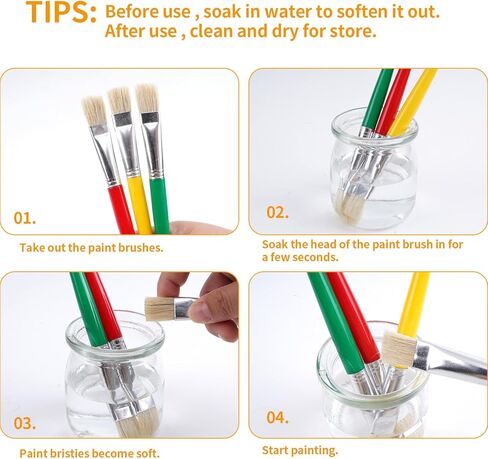 10Pcs Paint Brushes, Large Chubby Paint Brushes, Paint Brushes for Acrylic Painting, Round and Flat Paint Brushes for Washable Paint Acrylic Paint Assorted Colors in Saudi Arabia