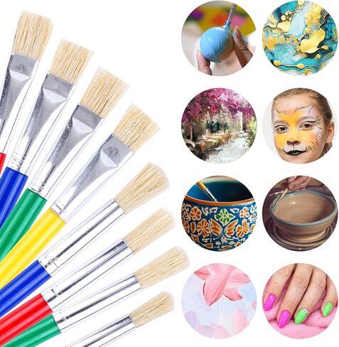 10Pcs Paint Brushes, Large Chubby Paint Brushes, Paint Brushes for Acrylic Painting, Round and Flat Paint Brushes for Washable Paint Acrylic Paint Assorted Colors in Saudi Arabia
