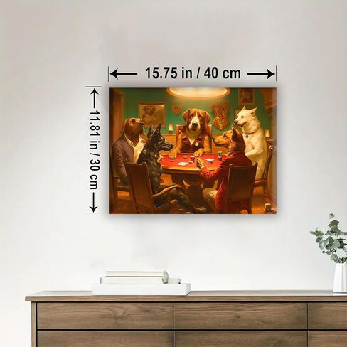 Aeontinity Dogs Playing Poker Animal Framed Canvas DIY Paint by Numbers Kit Bar Cafe Cave Home Room Wall Bathroom Porch Patio Decor Gift, 16 x 12 Inch in Saudi Arabia
