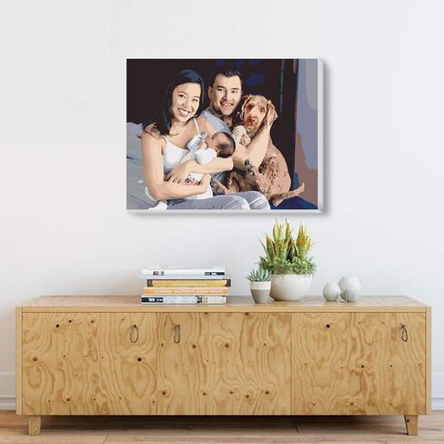 طلاء شخصي مخصص بالأرقام للمبتدئين - مجموعة للبالغين مخصصة على القماش من صورتك الخاصة، لوحة زيتية مصنوعة يدويًا مع إطار هدية لعيد الميلاد لصديقتك وصديقك في عيد الحب (16 × 16 بوصة) in Kuwait