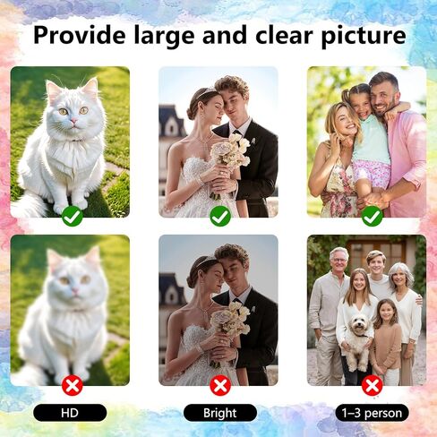 طلاء شخصي مخصص بالأرقام للمبتدئين - مجموعة للبالغين مخصصة على القماش من صورتك الخاصة، لوحة زيتية مصنوعة يدويًا مع إطار هدية لعيد الميلاد لصديقتك وصديقك في عيد الحب (16 × 16 بوصة) in Kuwait