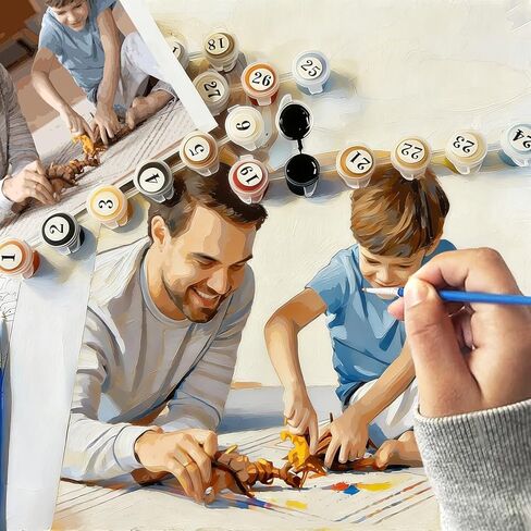 طلاء شخصي مخصص بالأرقام للمبتدئين - مجموعة للبالغين مخصصة على القماش من صورتك الخاصة، لوحة زيتية مصنوعة يدويًا مع إطار هدية لعيد الميلاد لصديقتك وصديقك في عيد الحب (16 × 16 بوصة) in Kuwait