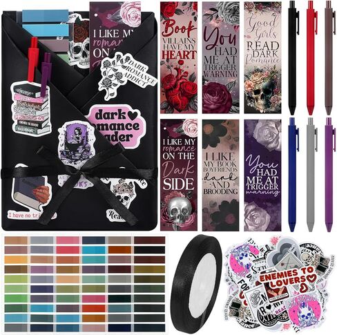 Honoson 6 Set Blind Date with a Book Gift Box Supplies Including Smutty Spicy Bookmarks Stickers Pens Ribbon Wrapping Papers Bookish Librarian Readers Book Lovers Club Gifts(Without Books) in Saudi Arabia