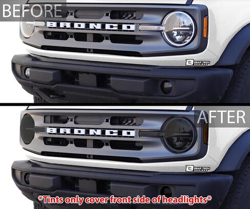 BOGAR TECH DESIGNS Precut For Ford Bronco 2021-2025 Headlight Fog Light Precut Overlay Tint Kit, Dark Smoke in Saudi Arabia