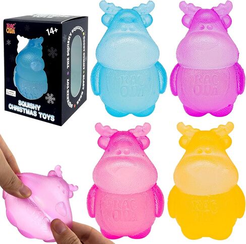 4 Pack Christmas Gummy Elk & Sugar Ball Designs, Anxiety Relief & Focus Toy, Maltose Filled Squeeze Toys for Sensory Play，Sensory Fidget Toys for Adults, Kids, Slow Rising Squishy Stress Ball in Saudi Arabia