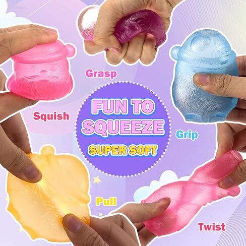 4 Pack Christmas Gummy Elk & Sugar Ball Designs, Anxiety Relief & Focus Toy, Maltose Filled Squeeze Toys for Sensory Play，Sensory Fidget Toys for Adults, Kids, Slow Rising Squishy Stress Ball in Kuwait