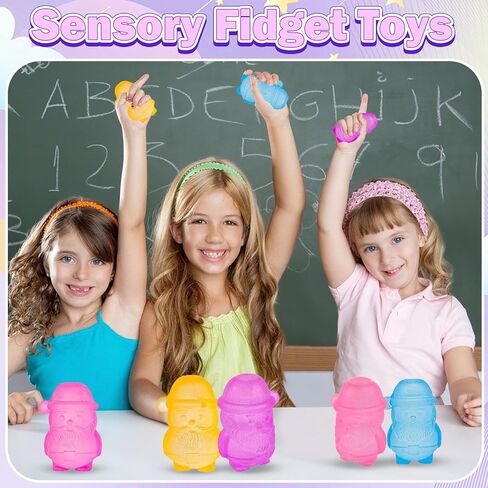 4 Pack Christmas Gummy Elk & Sugar Ball Designs, Anxiety Relief & Focus Toy, Maltose Filled Squeeze Toys for Sensory Play，Sensory Fidget Toys for Adults, Kids, Slow Rising Squishy Stress Ball in Kuwait