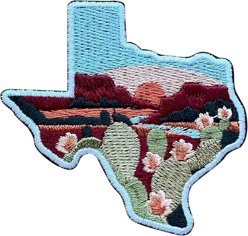 Texas Map Natural 3 Inches Embroidery Patch, Desert Iron On/Sew On Travel Embroidered Applique Patch, Travel Patches, Fabric Patches for Clothes Backpacks Hats, Traveler DIY Accessories Gifts in Saudi Arabia