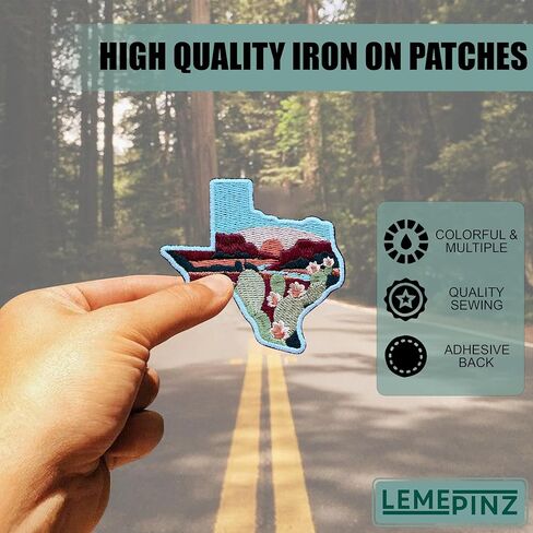 Texas Map Natural 3 Inches Embroidery Patch, Desert Iron On/Sew On Travel Embroidered Applique Patch, Travel Patches, Fabric Patches for Clothes Backpacks Hats, Traveler DIY Accessories Gifts in Saudi Arabia
