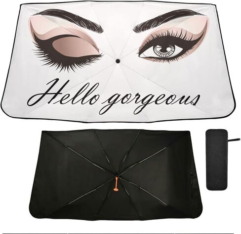 مظلة واقية من الشمس على الزجاج الأمامي باللون الأسود الفهد، طباعة على جلد الحيوان، نافذة أمامية للسيارة قابلة للطي، كتل من الأشعة فوق البنفسجية، تحافظ على برودة السيارة (55 بوصة × 27.5 بوصة) in Kuwait