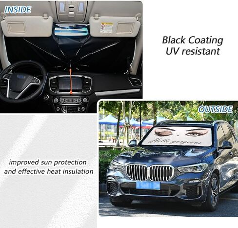 مظلة واقية من الشمس على الزجاج الأمامي باللون الأسود الفهد، طباعة على جلد الحيوان، نافذة أمامية للسيارة قابلة للطي، كتل من الأشعة فوق البنفسجية، تحافظ على برودة السيارة (55 بوصة × 27.5 بوصة) in Kuwait