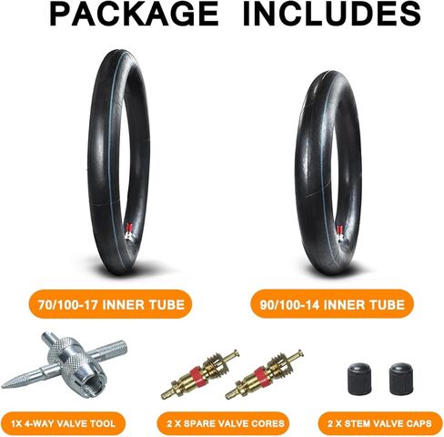 Front 70/100-17 2.75-17 Inner Tube for 110cc 125cc KLX125 KLX140 KX85 TTR125 YZ80 YZ85 RM80 CT90 DRZ125 TaoTao DB17 Apollo RFZX18 Coolster Dirt Pit Bike Off Road Motocross Heavy Duty 1 Pack in Saudi Arabia