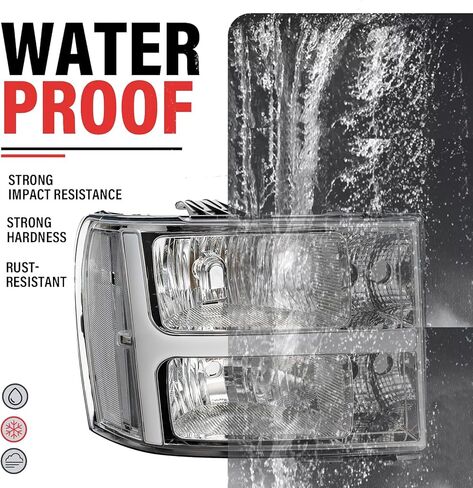 مجموعة المصابيح الأمامية LED لـ 2007 2008 2009 2010 2011 2012 2013 Chevy Sierra 1500، 07-14 Sierra 2500HD 3500HD مصابيح أمامية للرأس مع نوع T DRL، كروم شفاف in Kuwait
