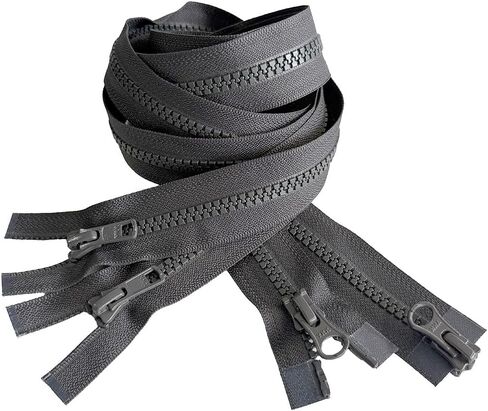 2pcs YKK #5 Molded Plastic Two-Way Separating, Open-End Jacket Zipper - Tape Color: Very Dark Grey #Y0004W - Choose Your Length - Made in The United States (Very Dark Grey #Y0004W, 36" Inches) in Saudi Arabia