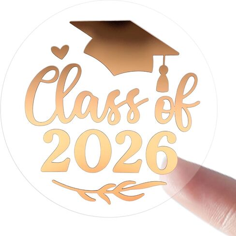100 Transparent Gold Foil Graduation Stickers for College High School Class of 2024 Ideal for Envelope Seals Invitation Decorations Graduate Party Favor Labels Real Foil 1.6" (Class, Gold Foil) in Saudi Arabia
