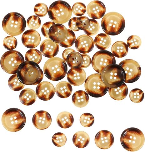 40Pcs Resin Sweater Buttons for Sewing, 15/18/20/25mm Vintage Brown Decorative Button for Clothes Shirts Pants Sweater Coat, DIY Sewing Crafts in Saudi Arabia