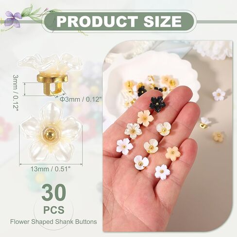 uxcell 30Pcs Flower Shaped Shank Buttons, 13mm Plastic Flower Shank Sewing Buttons Decorative Sewing Fasteners for Clothing Shirts Skirts Dresses Blouse Decorations DIY Crafts, Black in Saudi Arabia
