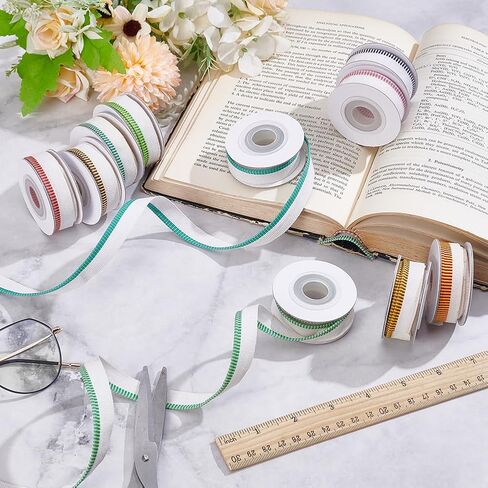 INFUNLY 10 ألوان من عصابات رأس تجليد الكتب DIY، أشرطة نهاية تجليد الكتب بطول 2 ياردة × 0.59 بوصة شريط تجليد الكتب العريض للمبتدئين، مجموعة قماش تجليد الكتب القابلة للقص لإصلاح ديكور الكتب وتجليد الكتب in Saudi Arabia