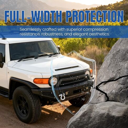 مجموعة المصد الأمامي KUAFU متوافقة مع 2007-2014 Toyota FJ Cruiser مع حلقات على شكل حرف D، وأضواء، ولوحة الونش وشريط الثور الفولاذي المطلي بمسحوق أسود in Saudi Arabia