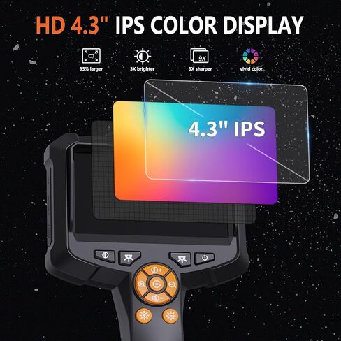 كاميرا Daxiongmao ذات عدسة مزدوجة مع ضوء، منظار شاشة IPS 5 بوصات، كاميرا فحص عالية الدقة 1080 بكسل مع أضواء، كابل مرن مقاوم للماء IP67 للسيارات/المنزل/الجدار/الأنابيب/السيارة (16.4 قدمًا) in Kuwait