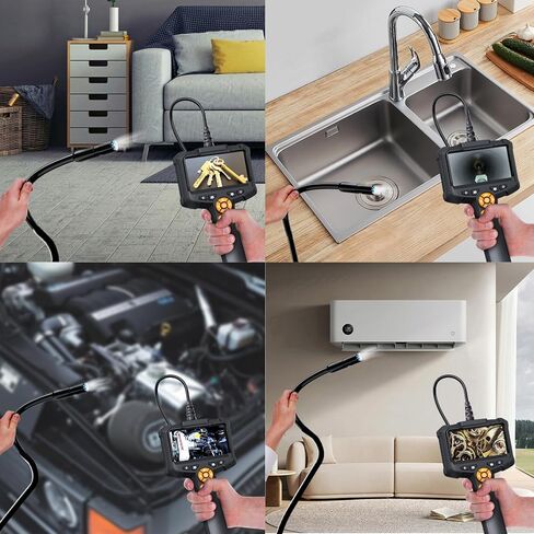 كاميرا Daxiongmao ذات عدسة مزدوجة مع ضوء، منظار شاشة IPS 5 بوصات، كاميرا فحص عالية الدقة 1080 بكسل مع أضواء، كابل مرن مقاوم للماء IP67 للسيارات/المنزل/الجدار/الأنابيب/السيارة (16.4 قدمًا) in Kuwait