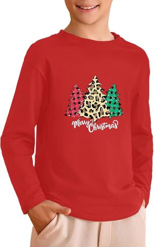 Haloumoning Kids Boys Long Sleeve Crewneck T-Shirts Tee Tops 5-14 Years in Kuwait
