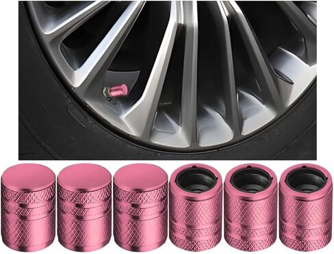 Car Tire Valve Stem Caps, 6PCS Aluminum Corrosion Resistant Wheel Air Pressure Stem Cover Set with Plastic Liner, Dustproof Auto Tyre Accessories, Universal for Truck, Motorcycle, SUV (Black) in Saudi Arabia