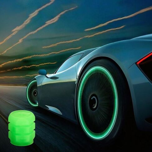 4Pcs Green Tire Air Caps,Glowing Tire Valve Caps,Universal Tire Caps for Cars Trucks Motorcycles Suvs and Bikes Glow in The Dark Valve Stem Caps in Saudi Arabia