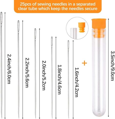 Embroidery Needles, Sewing Needles Large Eye Hand Sewing, Embroidery Needles for Hand Sewing,Big Eye Needle(25 PCS) in Saudi Arabia