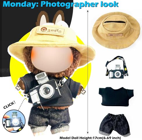 Clothes Set for Labooboo 1.0 2.0 3.0 - 6 Sets 17cm Doll Clothes, Premium Summer Outfit Set with Accessories for Play & Display (Jeans Look(No Doll)) in Saudi Arabia