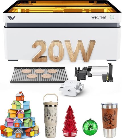 Vision 40W Laser Engraver, Diode Desktop Laser Cutter and Engraver Machine with Rotary for Tumblers Glass Mugs Cups Roller, Class 1 Enclosed Laser Cutting for Acrylic Wood Leather Metal in Kuwait