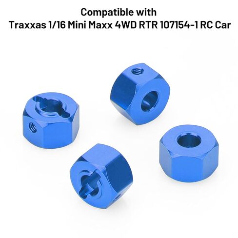 مجموعة محور العجلة السداسية من Daitoku ملحقات أجزاء من الألومنيوم لسيارة Traxxas Mini-Maxx 4WD RTR 1/16 RC - أزرق in Saudi Arabia